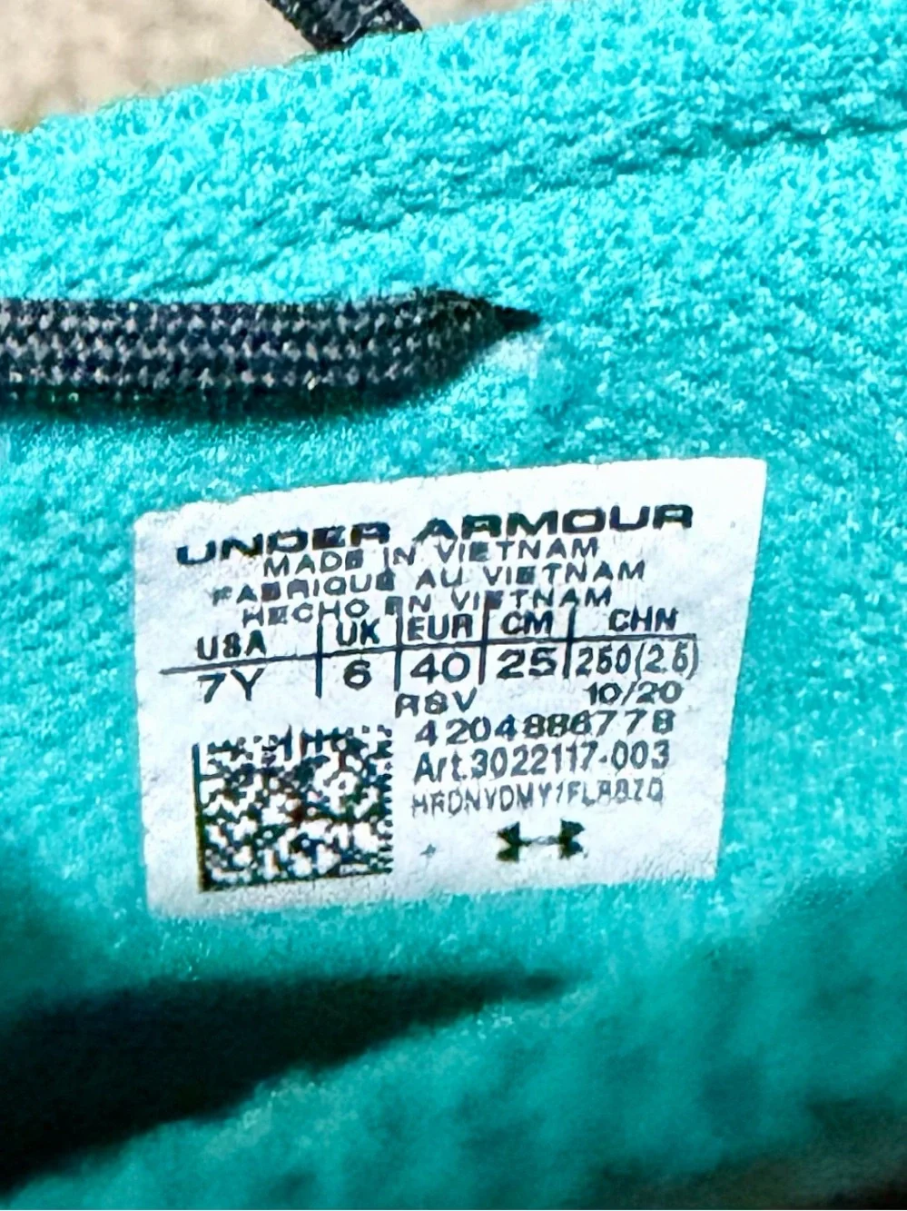 Under Armour Kids Black Teal Lime Accent Sneakers